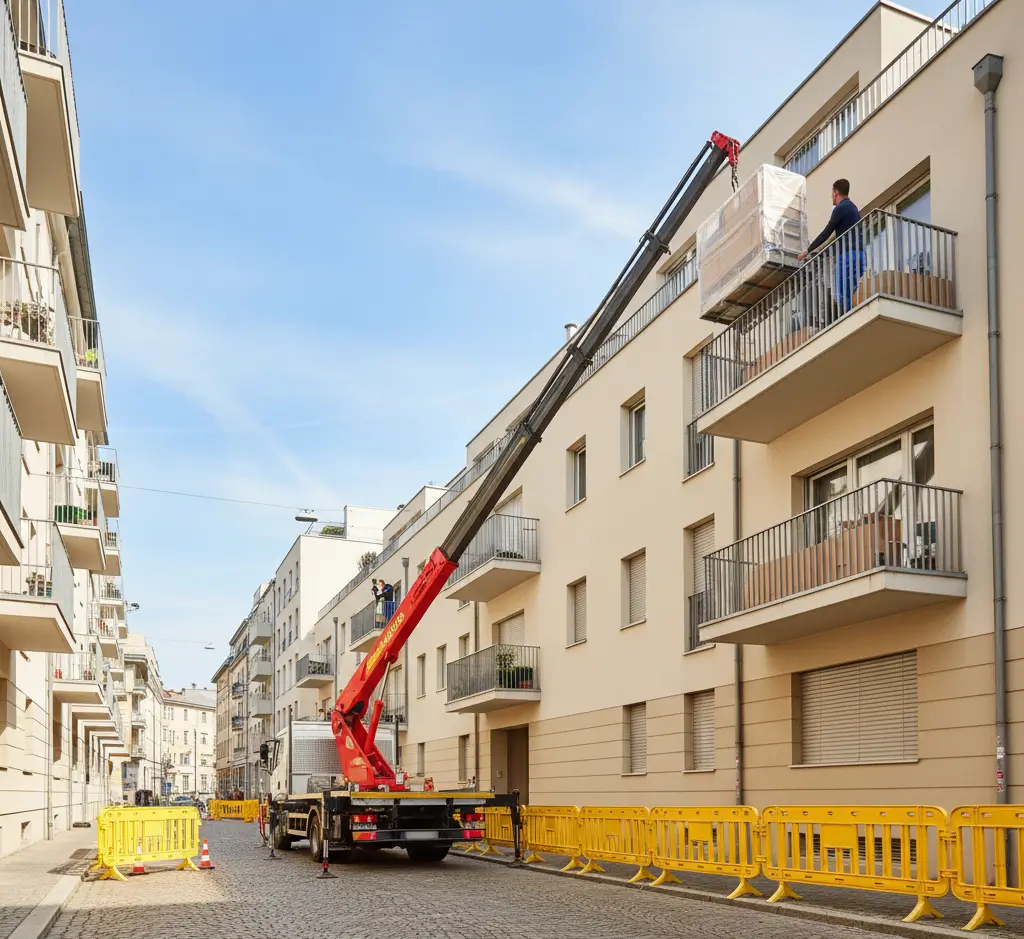 Asansörlü taşıma ile yüksek kat taşınma operasyonu